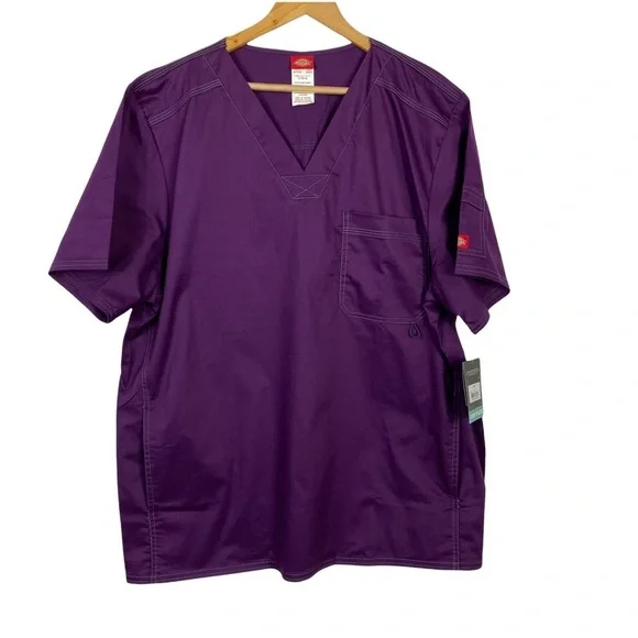 DICKIES Scrub Gen Flex Men's V-Neck  Scrub Top In eggplant color Size large - Picture 2 of 12